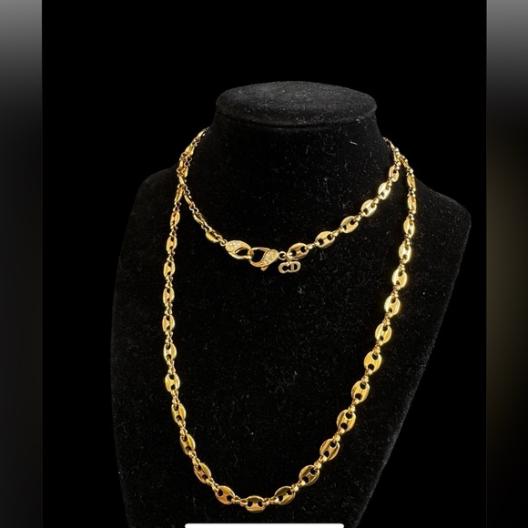 CHRISTIAN DIOR Vintage Gold plated Link Necklace - Picture 1 of 11